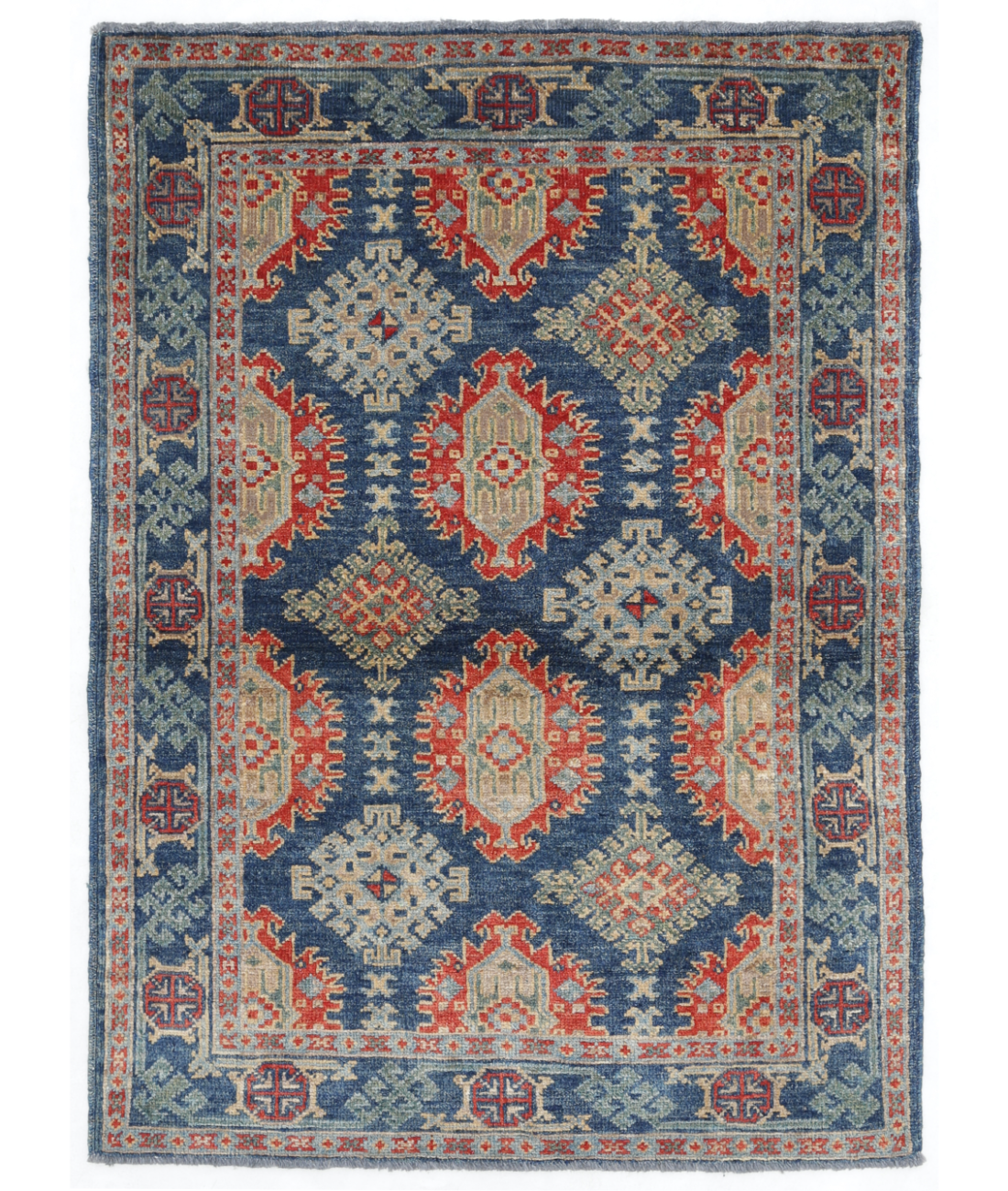 Hand Knotted Revival Wool Rug 3' 6" X 4' 10" 3' 6" X 4' 10" (107 X 147) / Blue / Red