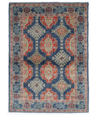 Hand Knotted Revival Wool Rug 3' 6" X 4' 10" 3' 6" X 4' 10" (107 X 147) / Blue / Red
