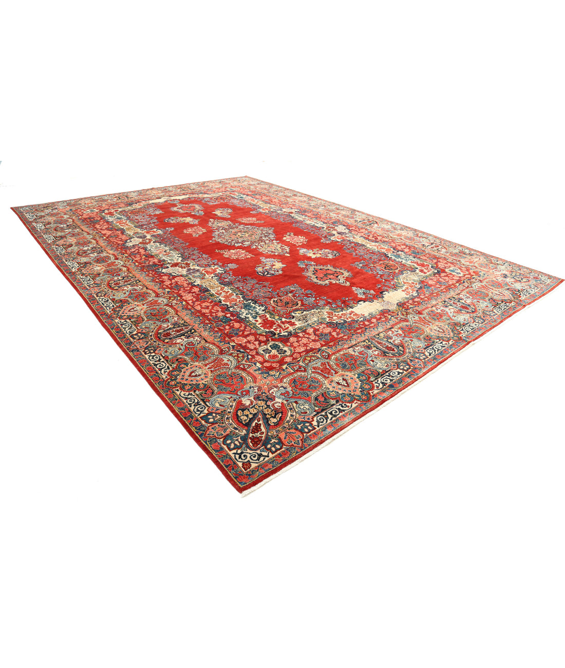 Sarouk 12'2'' X 17'3'' Hand-Knotted Wool Rug 12'2'' x 17'3'' (365 X 518) / Red / Ivory