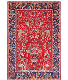 Sarouk 4'2'' X 6'3'' Hand-Knotted Wool Rug 4'2'' x 6'3'' (125 X 188) / Red / Blue