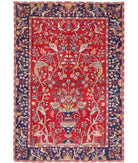 Sarouk 4'2'' X 6'2'' Hand-Knotted Wool Rug 4'2'' x 6'2'' (125 X 185) / Red / Blue