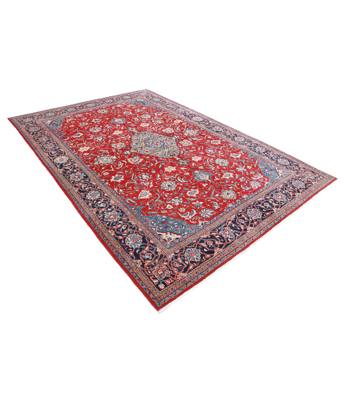 Sarouk 7'2'' X 10'6'' Hand-Knotted Wool Rug 7'2'' x 10'6'' (215 X 315) / Red / Blue