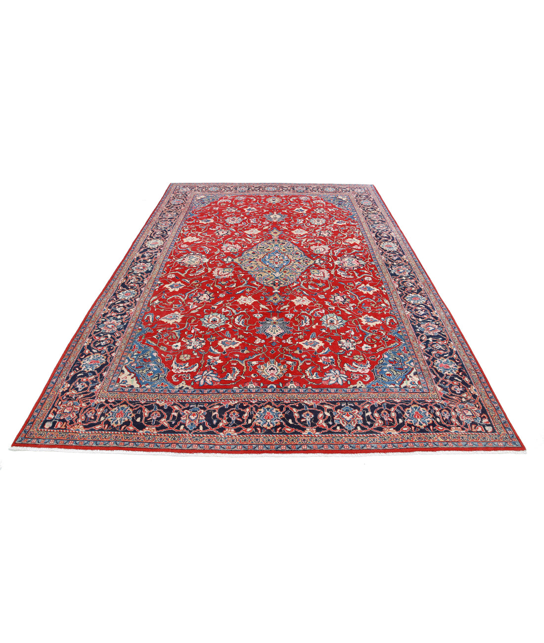 Sarouk 7'2'' X 10'6'' Hand-Knotted Wool Rug 7'2'' x 10'6'' (215 X 315) / Red / Blue