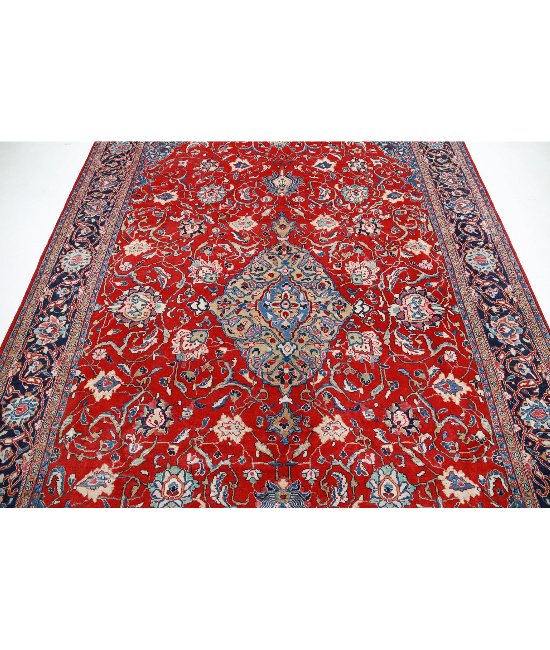 Sarouk 7'2'' X 10'6'' Hand-Knotted Wool Rug 7'2'' x 10'6'' (215 X 315) / Red / Blue