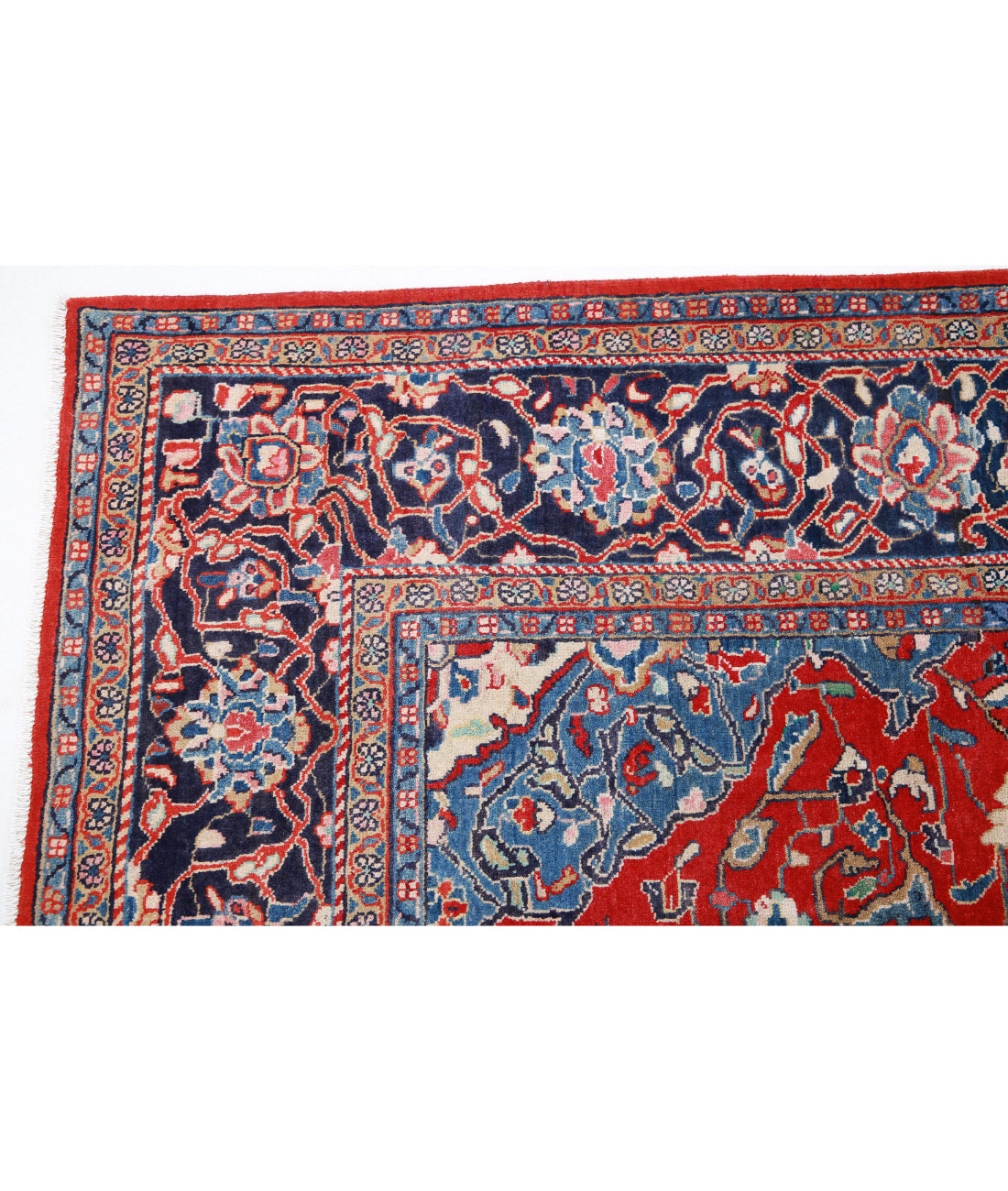 Sarouk 7'2'' X 10'6'' Hand-Knotted Wool Rug 7'2'' x 10'6'' (215 X 315) / Red / Blue