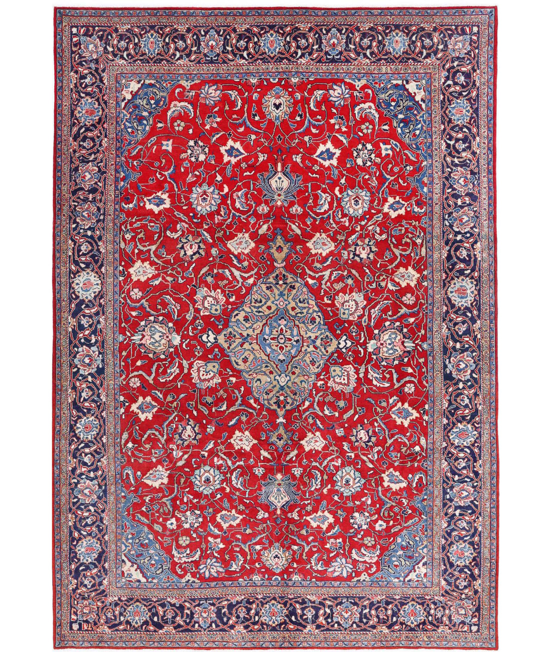 Sarouk 7'2'' X 10'6'' Hand-Knotted Wool Rug 7'2'' x 10'6'' (215 X 315) / Red / Blue