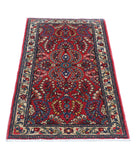 Sarouk 2'1'' X 4'2'' Hand-Knotted Wool Rug 2'1'' x 4'2'' (63 X 125) / Red / Ivory