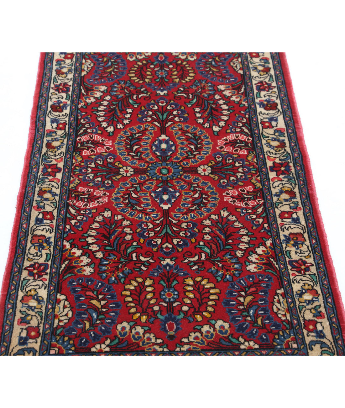 Sarouk 2'1'' X 4'2'' Hand-Knotted Wool Rug 2'1'' x 4'2'' (63 X 125) / Red / Ivory