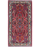 Sarouk 2'1'' X 4'2'' Hand-Knotted Wool Rug 2'1'' x 4'2'' (63 X 125) / Red / Ivory