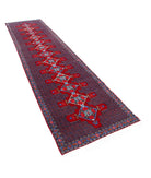 Senneh 3'1'' X 12'1'' Hand-Knotted Wool Rug 3'1'' x 12'1'' (93 X 363) / Red / Blue