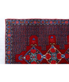 Senneh 3'1'' X 12'1'' Hand-Knotted Wool Rug 3'1'' x 12'1'' (93 X 363) / Red / Blue