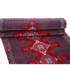 Senneh 3'1'' X 12'1'' Hand-Knotted Wool Rug 3'1'' x 12'1'' (93 X 363) / Red / Blue