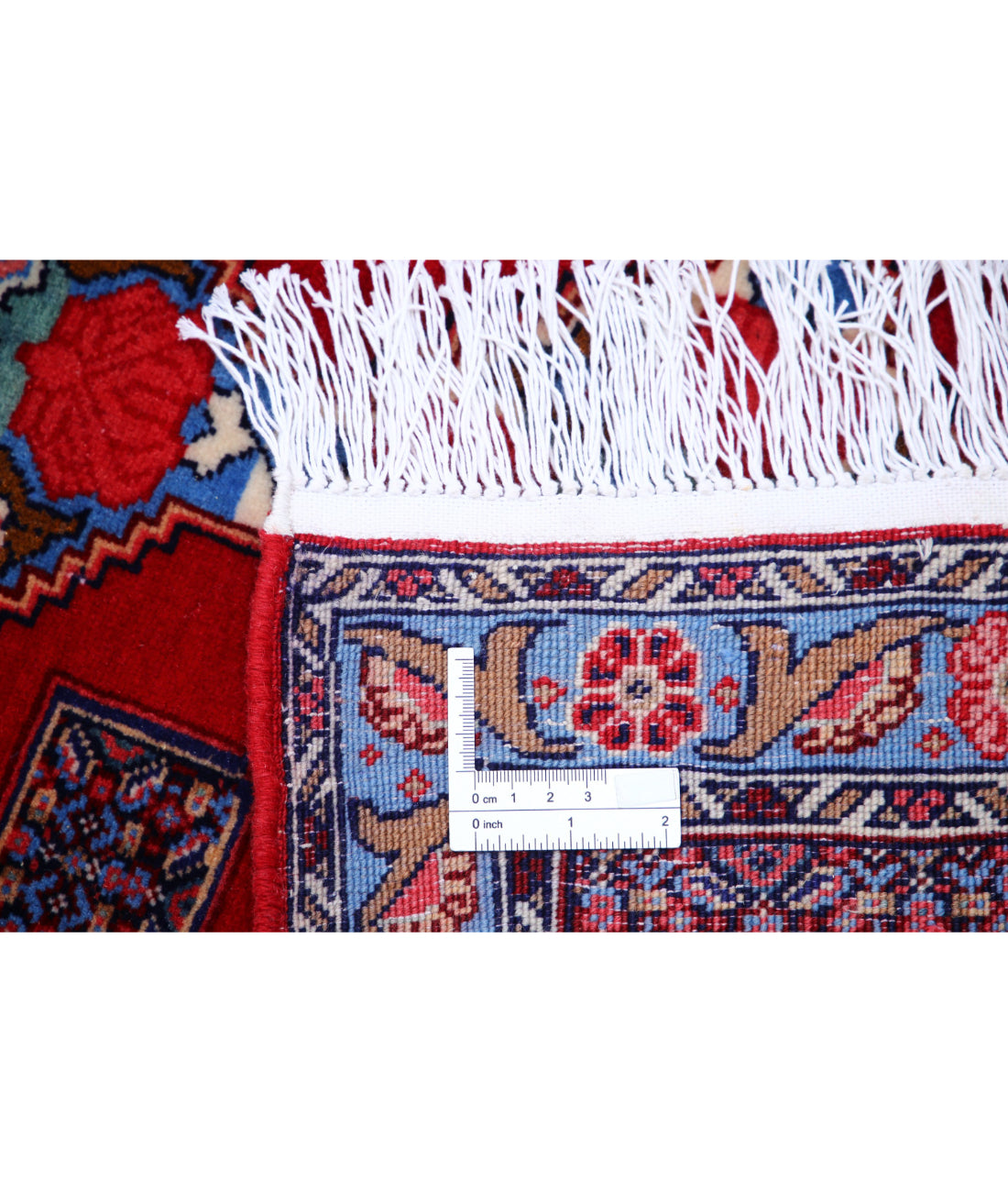 Senneh 3'1'' X 12'1'' Hand-Knotted Wool Rug 3'1'' x 12'1'' (93 X 363) / Red / Blue