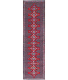 Senneh 3'1'' X 12'1'' Hand-Knotted Wool Rug 3'1'' x 12'1'' (93 X 363) / Red / Blue