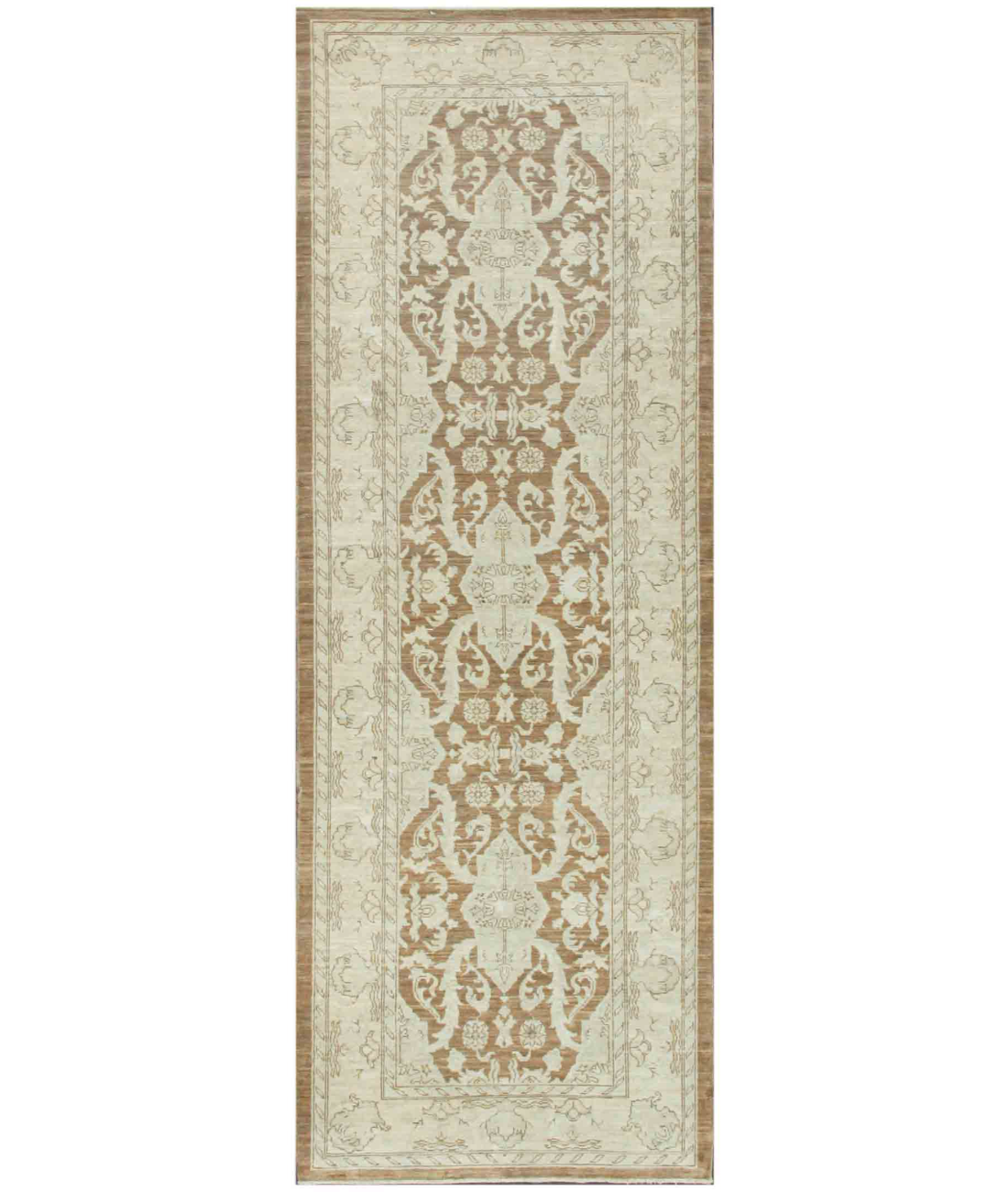 Hand Knotted Serenity Wool Rug 3' 3" X 9' 2" 3' 3" X 9' 2" (99 X 280) / Brown / Ivory