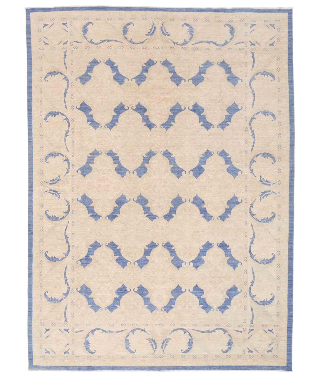 Hand Knotted Serenity Wool Rug 10' 3" X 14' 0" 10' 3" X 14' 0" (312 X 427) / Blue / Ivory