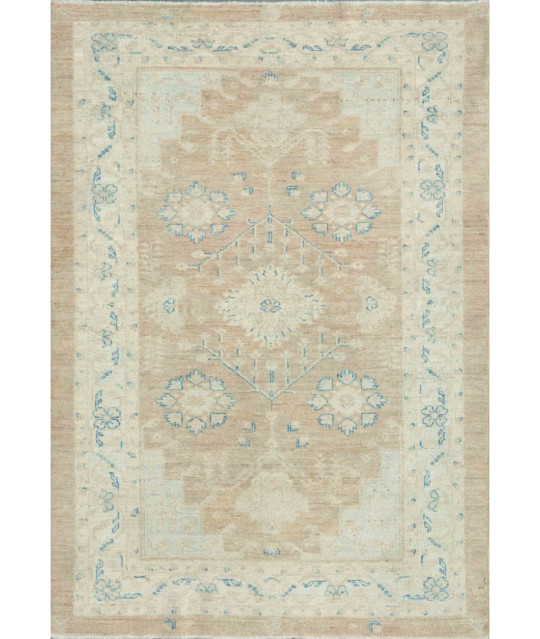 Hand Knotted Serenity Wool Rug 3' 10" X 5' 6" 3' 10" X 5' 6" (117 X 168) / Brown / Ivory