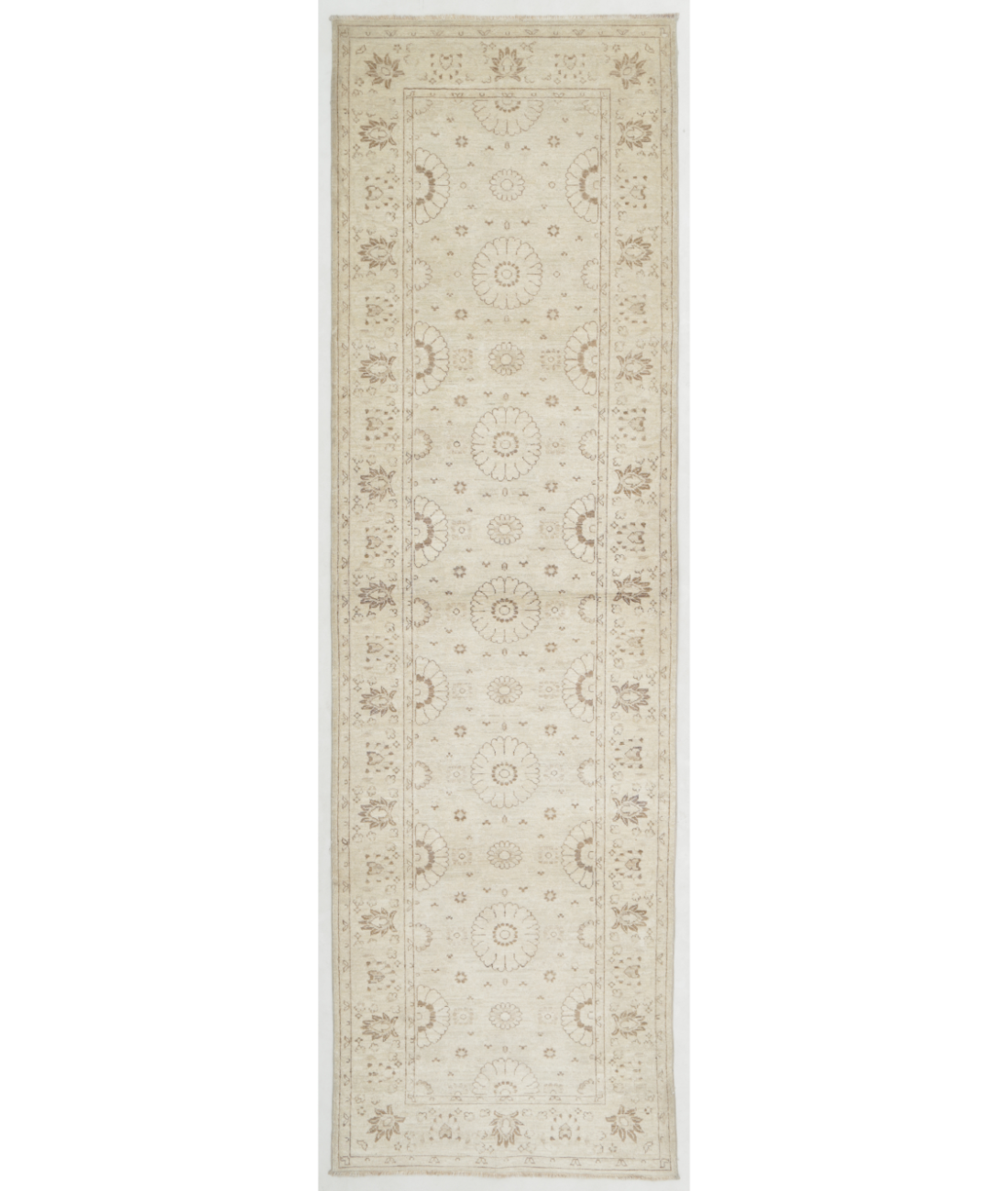 Hand Knotted Serenity Wool Rug 3' 1" X 10' 8" 3' 1" X 10' 8" (94 X 325) / Ivory / Taupe