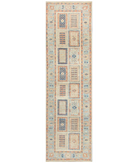 Hand Knotted Serenity Wool Rug 2' 6" X 9' 6" 2' 6" X 9' 6" (76 X 290) / Ivory / Blue
