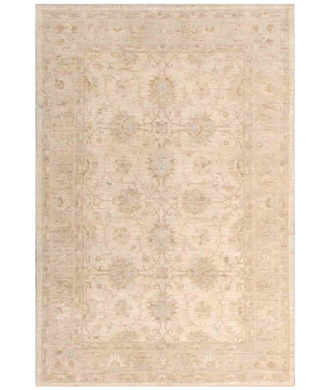 Hand Knotted Serenity Wool Rug 4' 2" X 6' 1" 4' 2" X 6' 1" (127 X 185) / Ivory / Brown