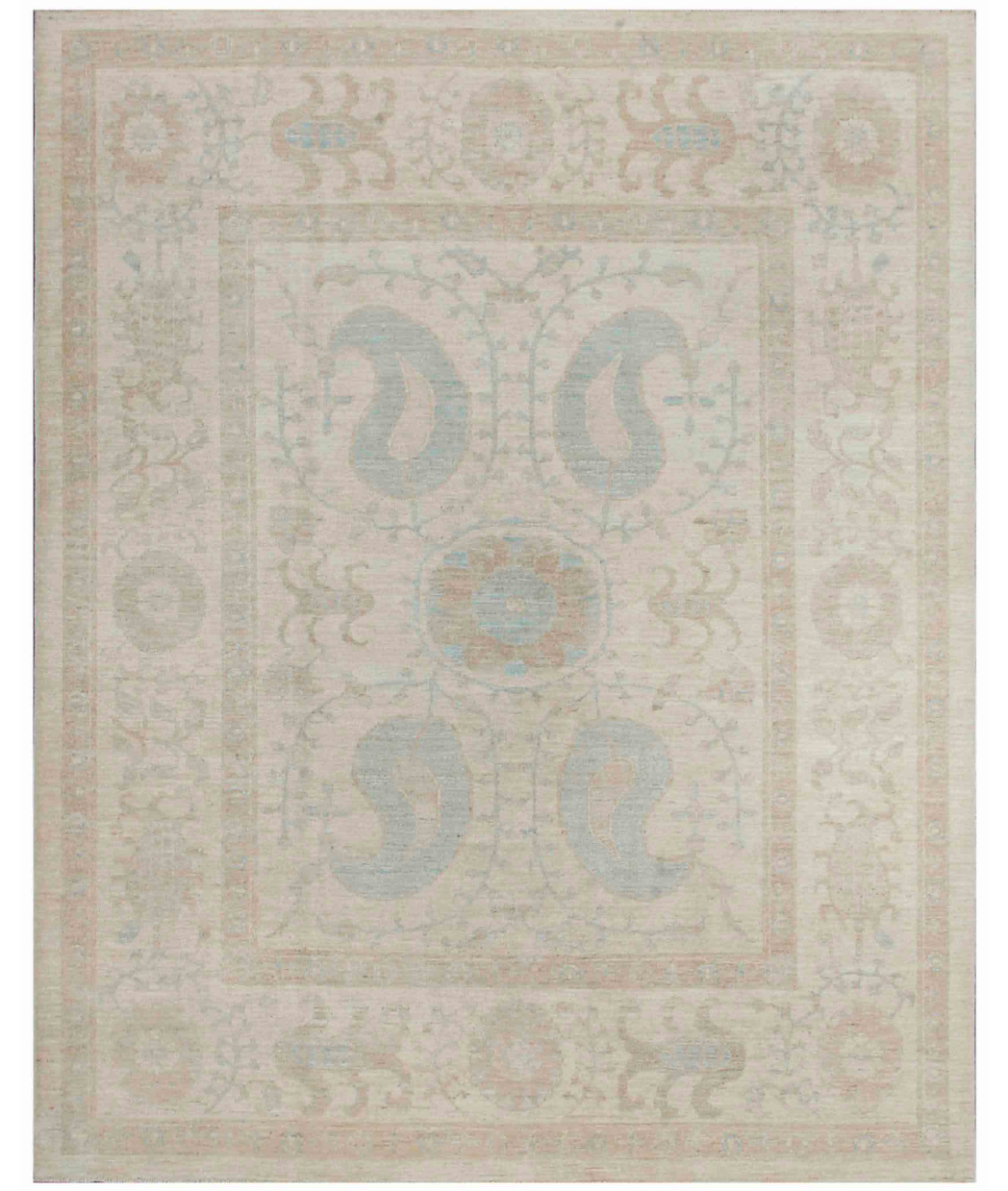 Hand Knotted Serenity Wool Rug 6' 7" X 8' 1" 6' 7" X 8' 1" (201 X 246) / Brown / Ivory