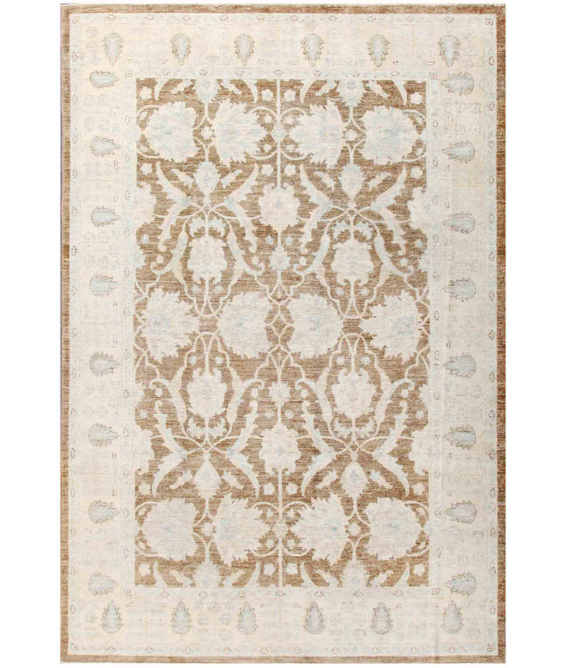 Hand Knotted Serenity Wool Rug 6' 2" X 9' 1" 6' 2" X 9' 1" (188 X 277) / Brown / Ivory