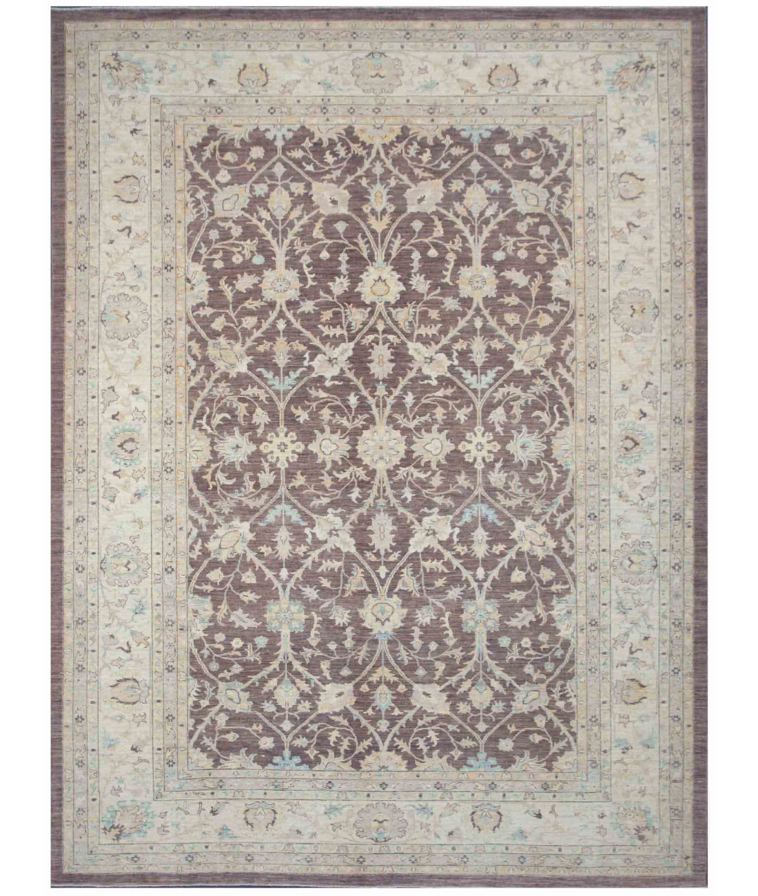 Hand Knotted Serenity Wool Rug 10' 3" X 13' 8" 10' 3" X 13' 8" (312 X 417) / Brown / Ivory