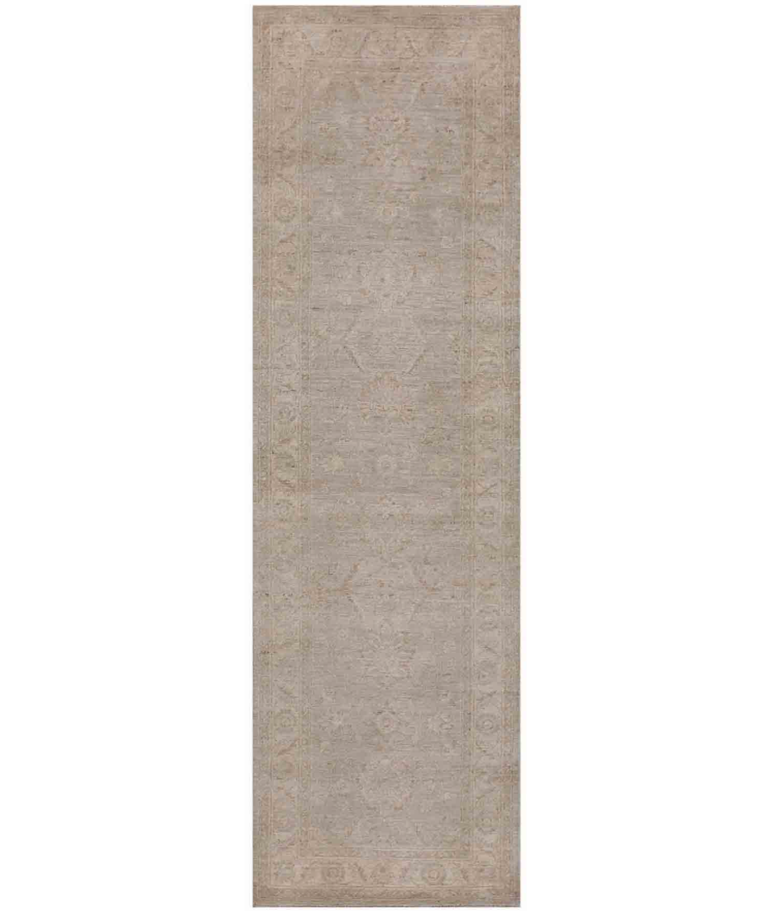 Hand Knotted Serenity Wool Rug 2' 7" X 8' 5" 2' 7" X 8' 5" (79 X 257) / Grey / Ivory