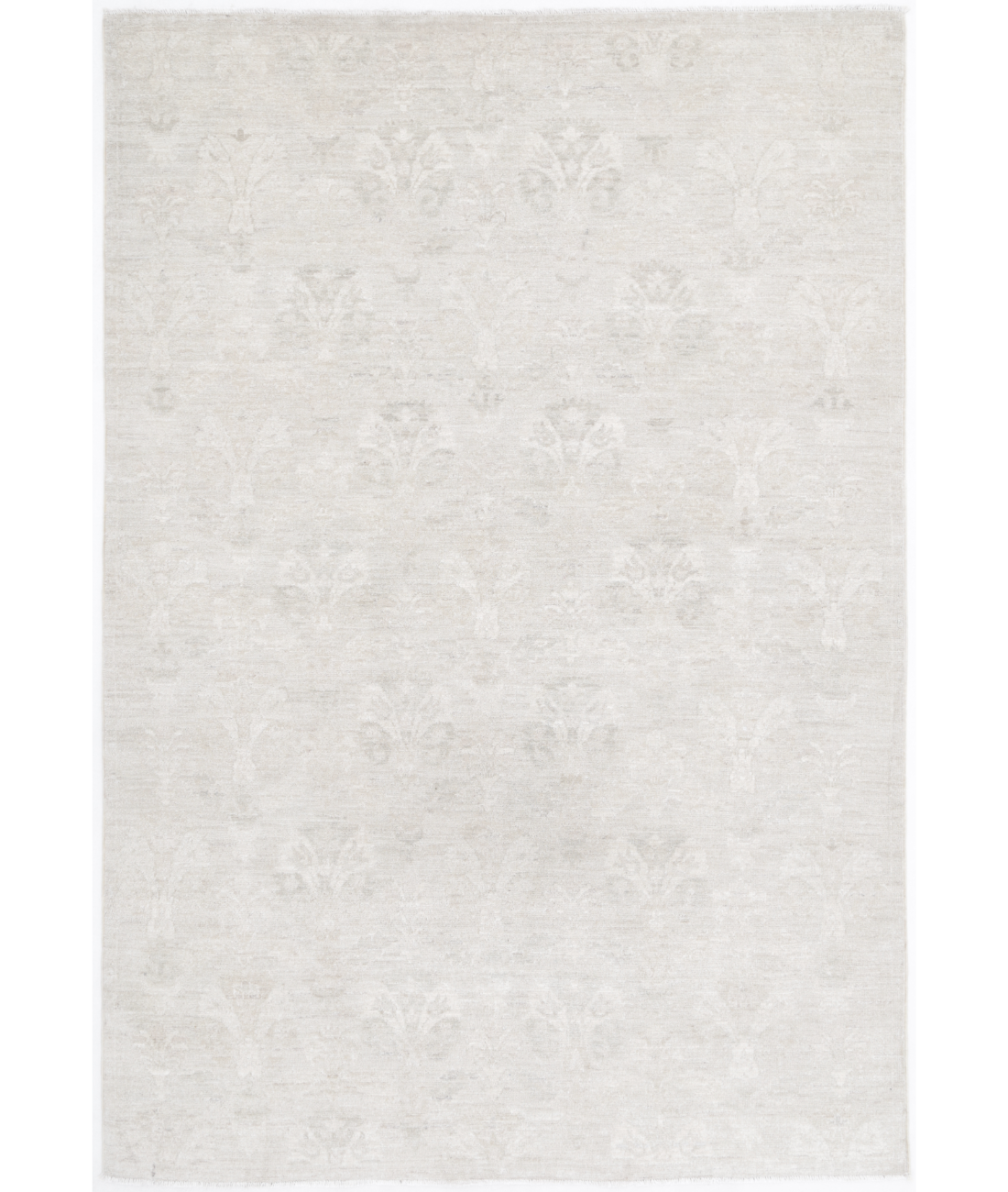 Hand Knotted Serenity Wool Rug 4' 6" X 6' 8" 4' 6" X 6' 8" (137 X 203) / Ivory / Grey