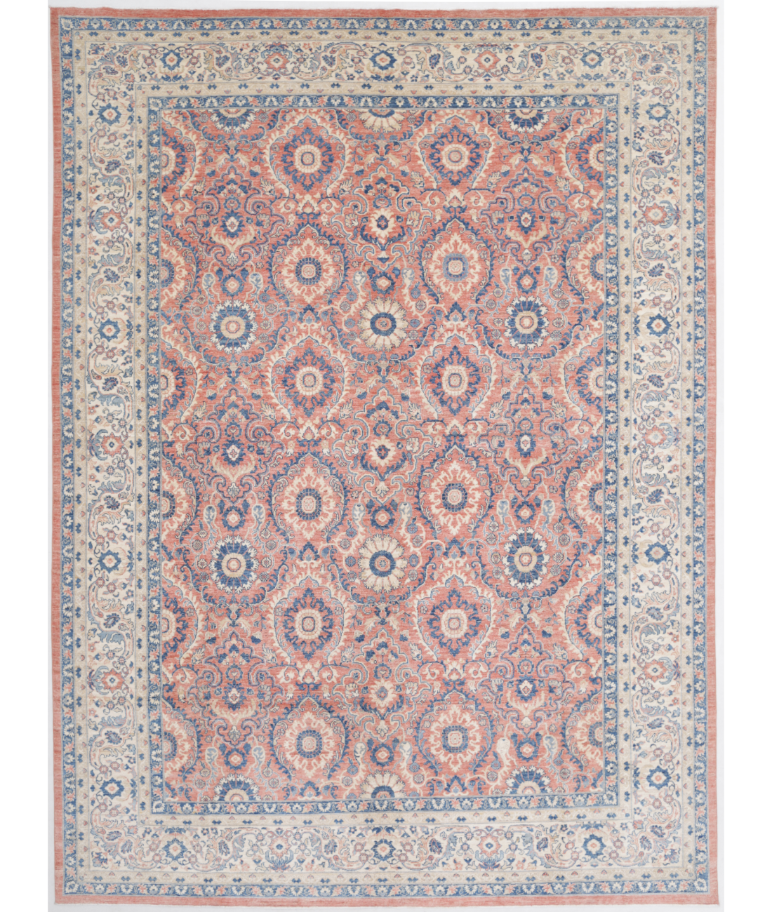 Hand Knotted Serenity Wool Rug 10' 0" X 13' 11" 10' 0" X 13' 11" (305 X 424) / Peach / Ivory