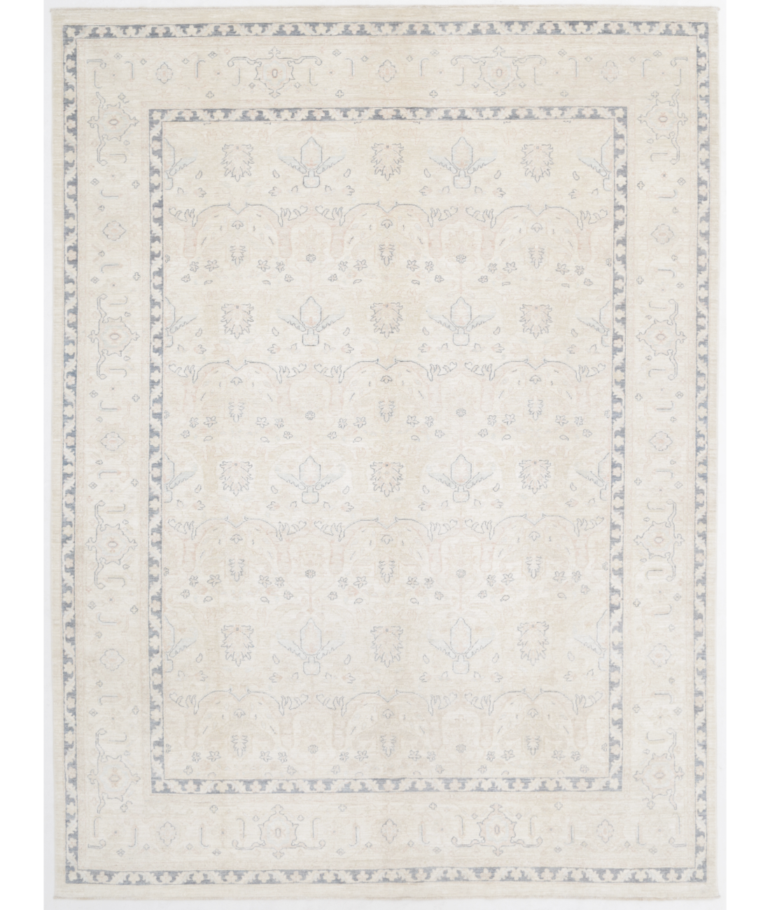 Hand Knotted Serenity Wool Rug 8' 9" X 11' 8" 8' 9" X 11' 8" (267 X 356) / Ivory / Blue
