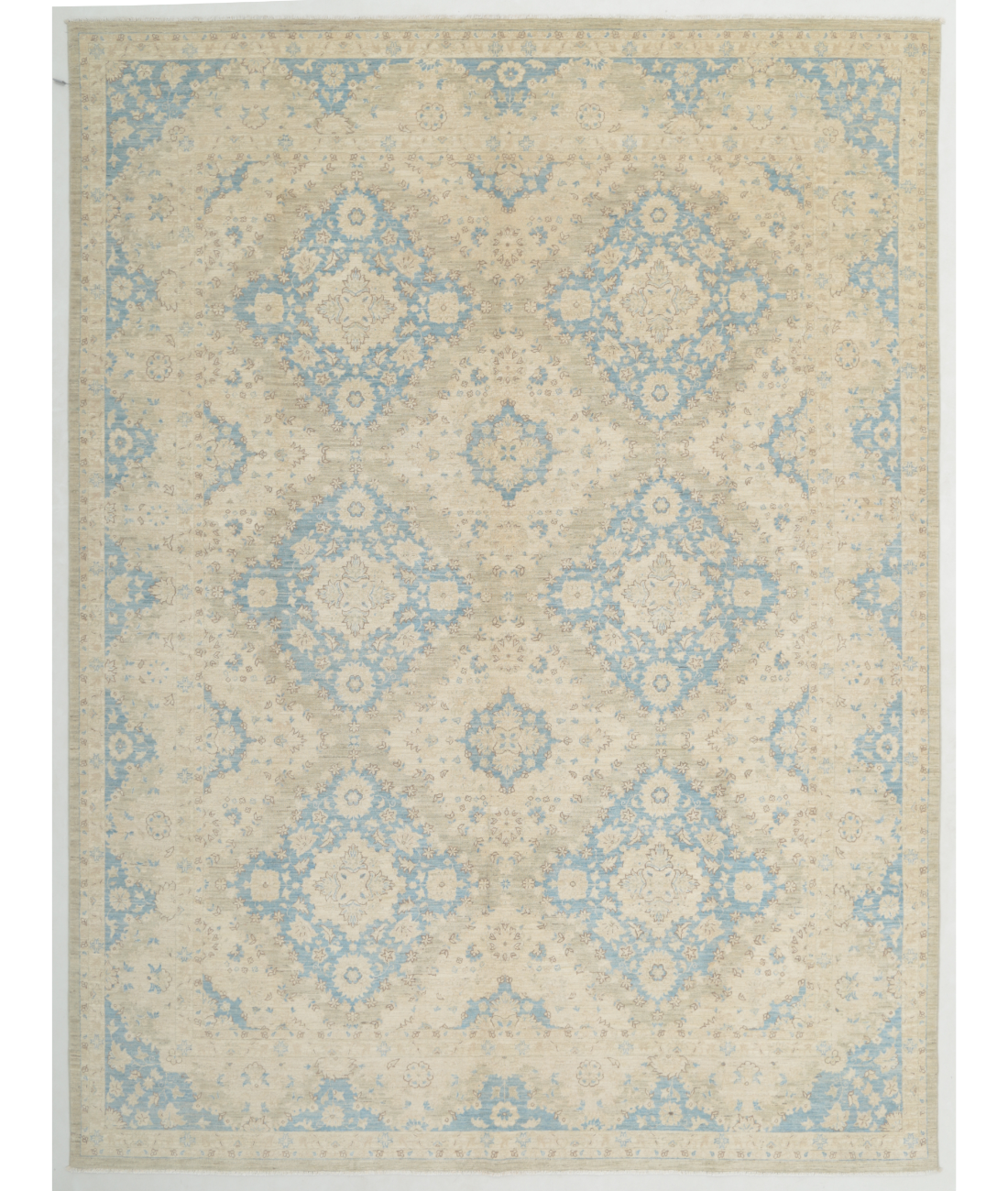 Hand Knotted Serenity Wool Rug 9' 1" X 12' 1" 9' 1" X 12' 1" (277 X 368) / Ivory / Blue