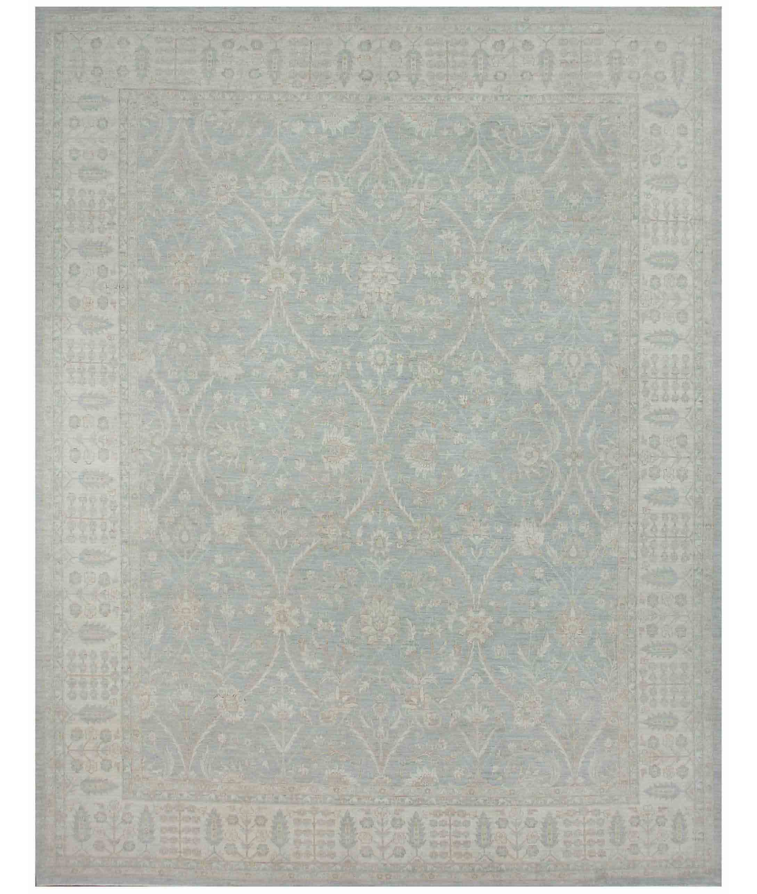 Hand Knotted Serenity Wool Rug 11' 11" X 15' 2" 11' 11" X 15' 2" (363 X 462) / Grey / Ivory