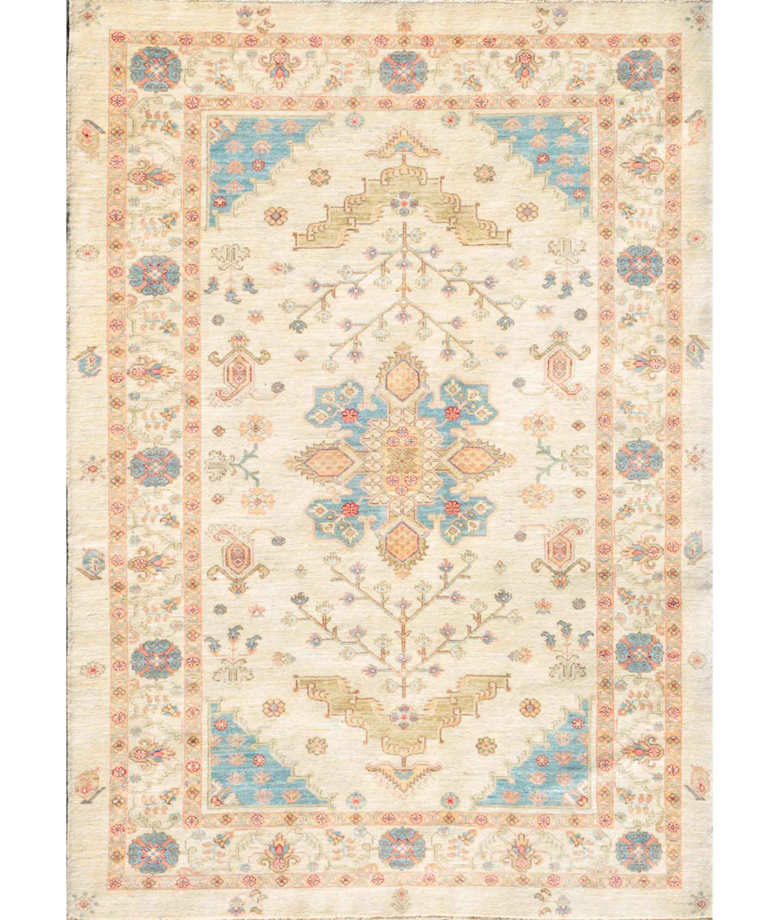 Hand Knotted Serenity Wool Rug 5' 9" X 8' 0" 5' 9" X 8' 0" (175 X 244) / Ivory / Blue