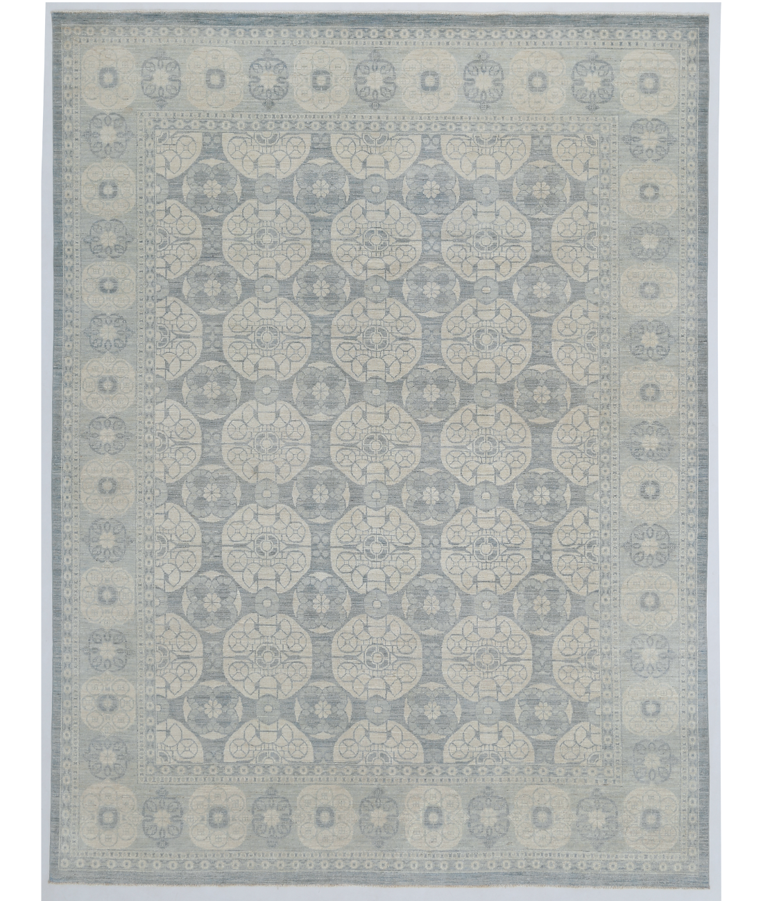 Hand Knotted Serenity Wool Rug 8' 11" X 11' 10" 8' 11" X 11' 10" (272 X 361) / Green / Ivory