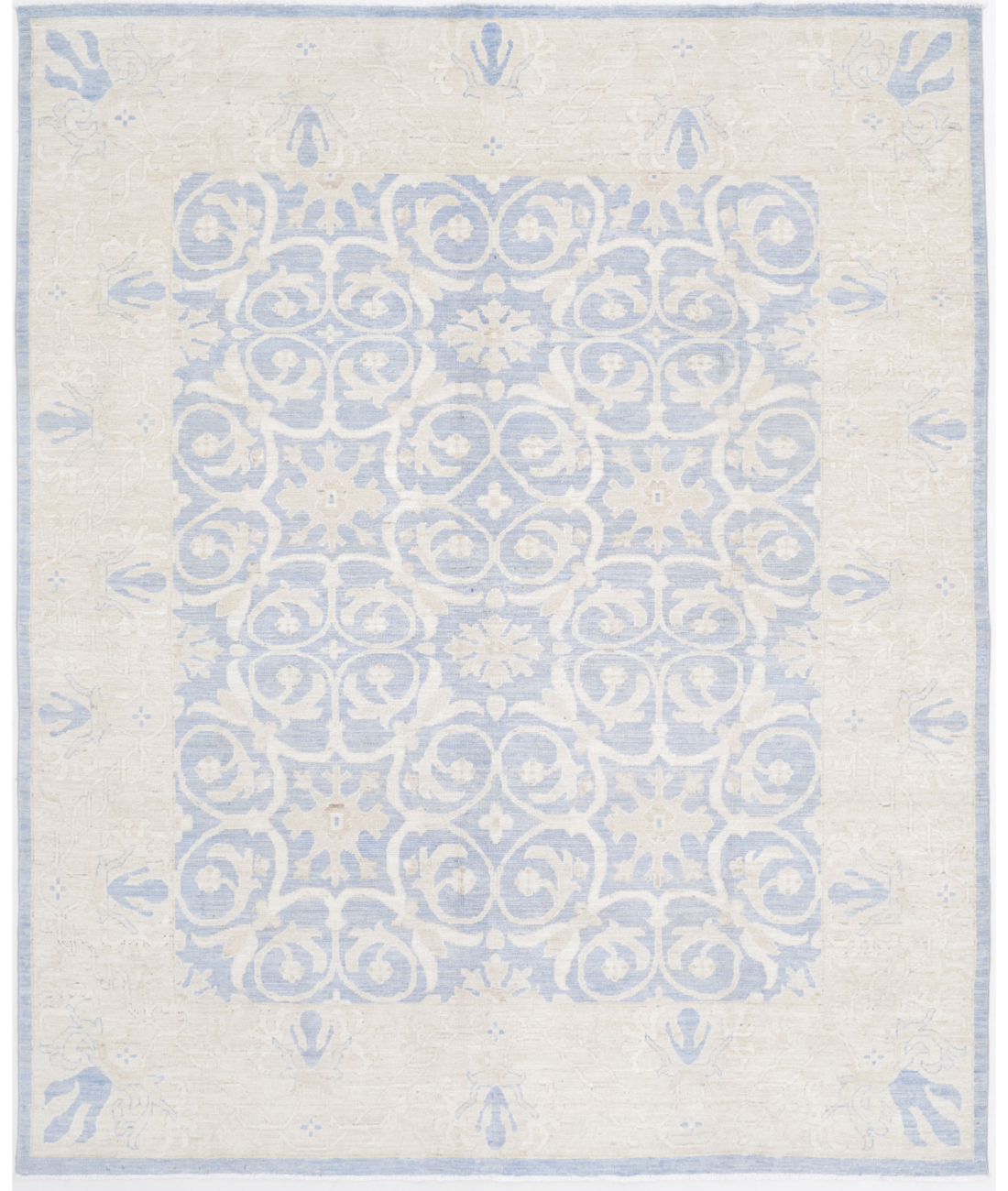 Hand Knotted Serenity Wool Rug 7' 11" X 9' 8" 7' 11" X 9' 8" (241 X 295) / Blue / Ivory