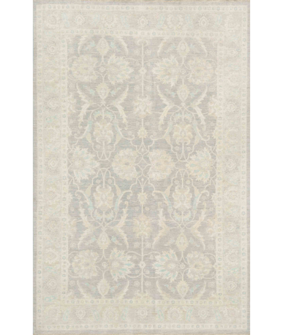 Hand Knotted Serenity Wool Rug - 6'0'' x 9'2'' 6' 0" X 9' 2" ( 183 X 279 ) / Grey / Ivory
