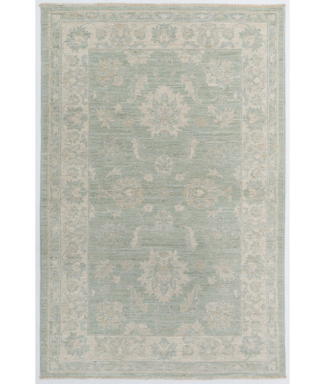 Hand Knotted Serenity Wool Rug 3' 2" X 4' 8" 3' 2" X 4' 8" (97 X 142) / Green / Ivory