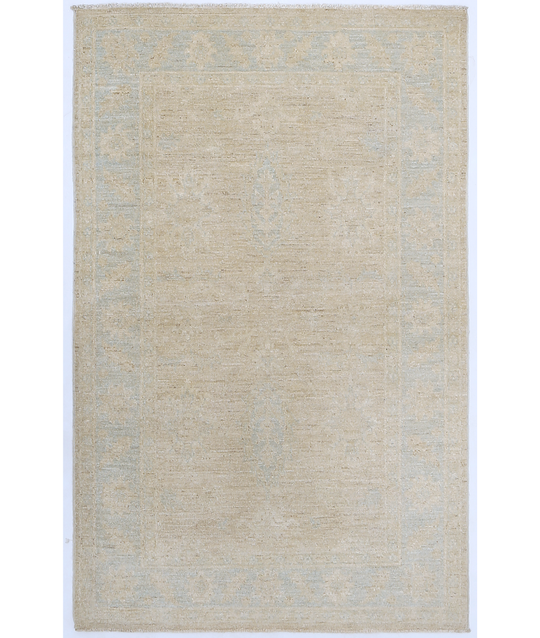 Hand Knotted Serenity Wool Rug 3' 3" X 5' 1" 3' 3" X 5' 1" (99 X 155) / Ivory / Blue