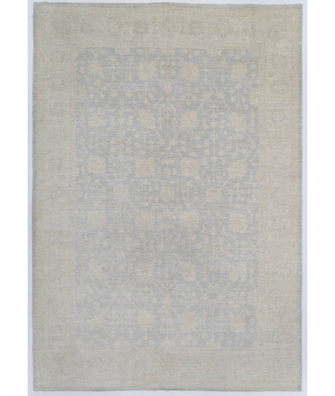 Hand Knotted Serenity Wool Rug 6' 5" X 9' 3" 6' 5" X 9' 3" (196 X 282) / Blue / Ivory