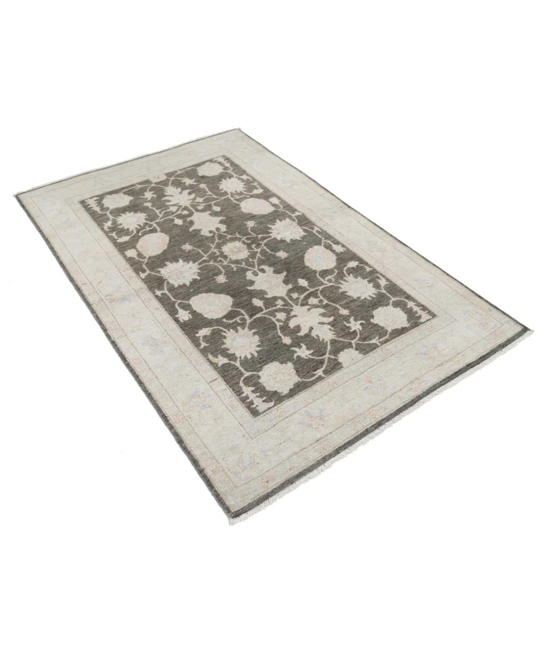 Hand Knotted Serenity Wool Rug 4' 0" X 6' 1" 4' 0" X 6' 1" (122 X 185) / Brown / Ivory