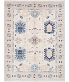 Hand Knotted Serenity Wool Rug 4' 9" X 6' 4" 4' 9" X 6' 4" (145 X 193) / Ivory / Red