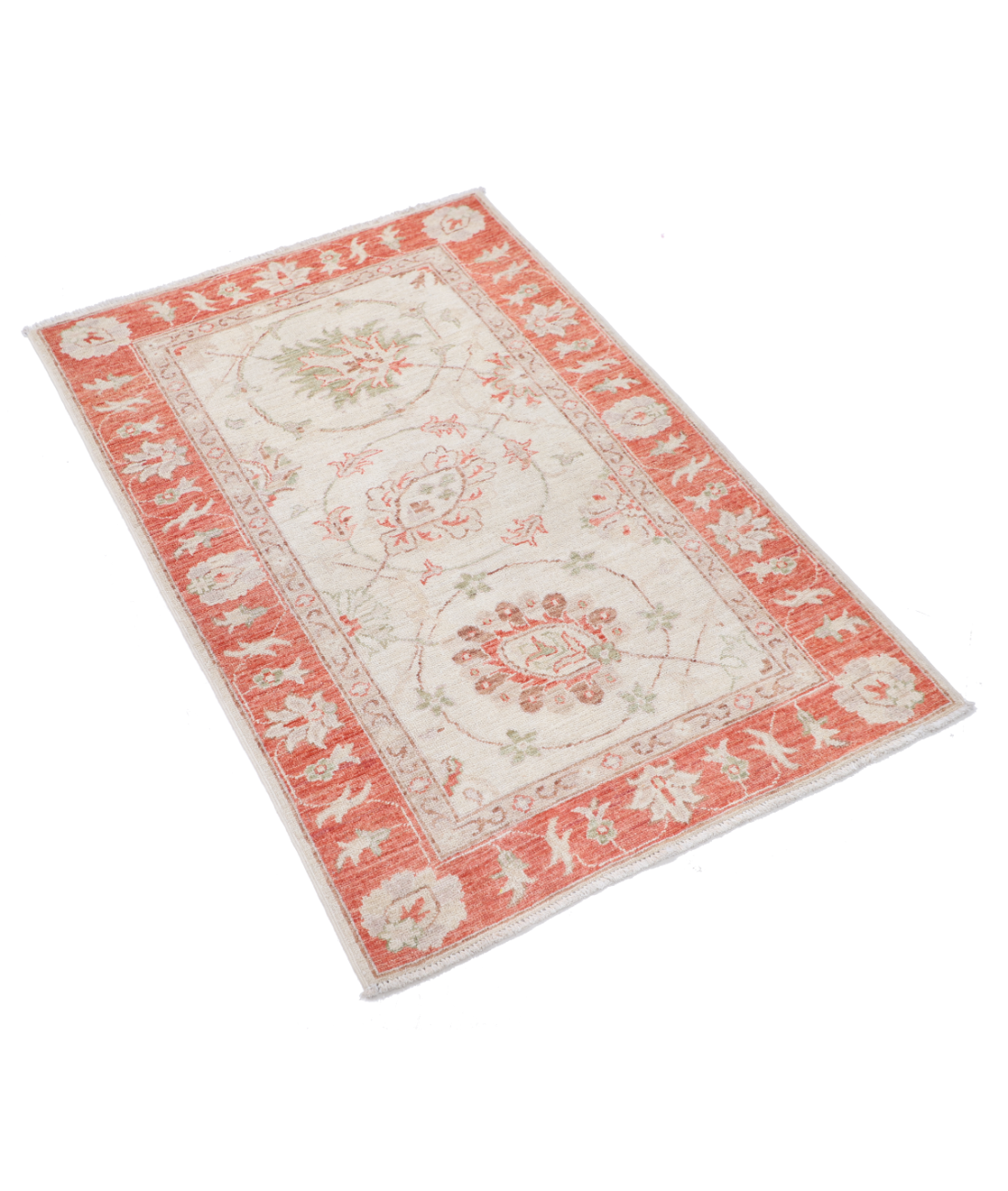Hand Knotted Serenity Wool Rug 2' 7" X 3' 11" 2' 7" X 3' 11" (79 X 119) / Ivory / Red