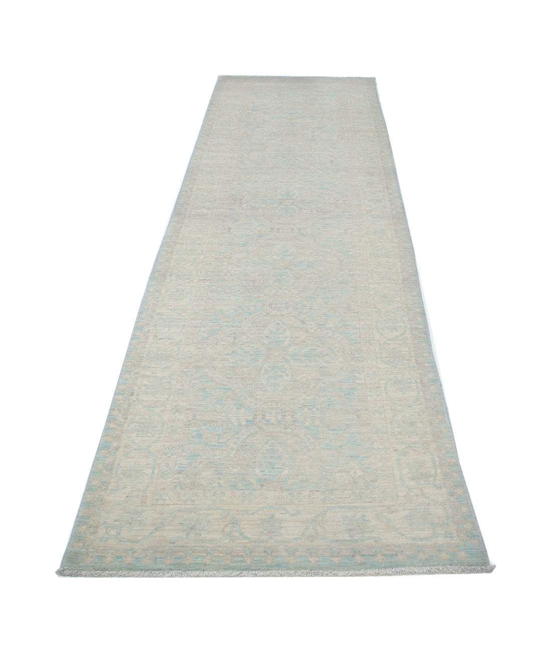 Hand Knotted Serenity Wool Rug 3' 0" X 10' 7" 3' 0" X 10' 7" (91 X 322) / Blue / Ivory