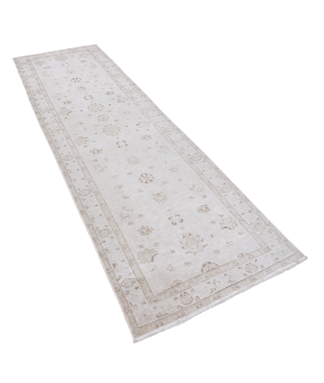 Hand Knotted Serenity Wool Rug 3' 1" X 10' 2" 3' 1" X 10' 2" (94 X 310) / Grey / Ivory