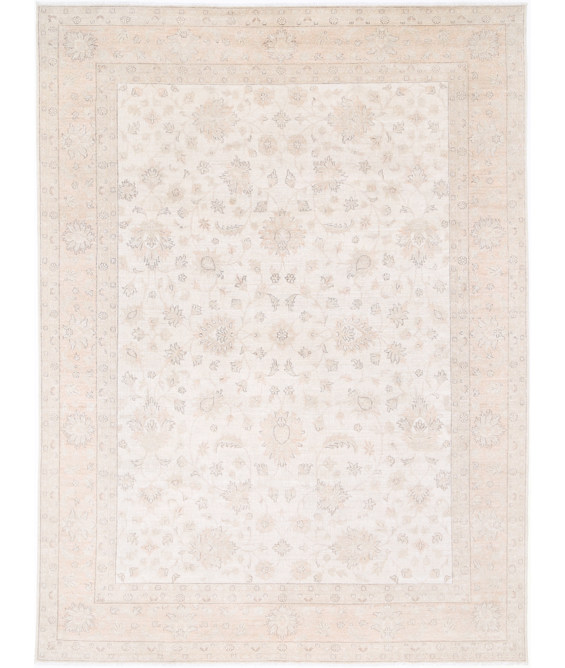 Hand Knotted Serenity Wool Rug 8' 7" X 11' 9" 8' 7" X 11' 9" (262 X 358) / Ivory / Brown