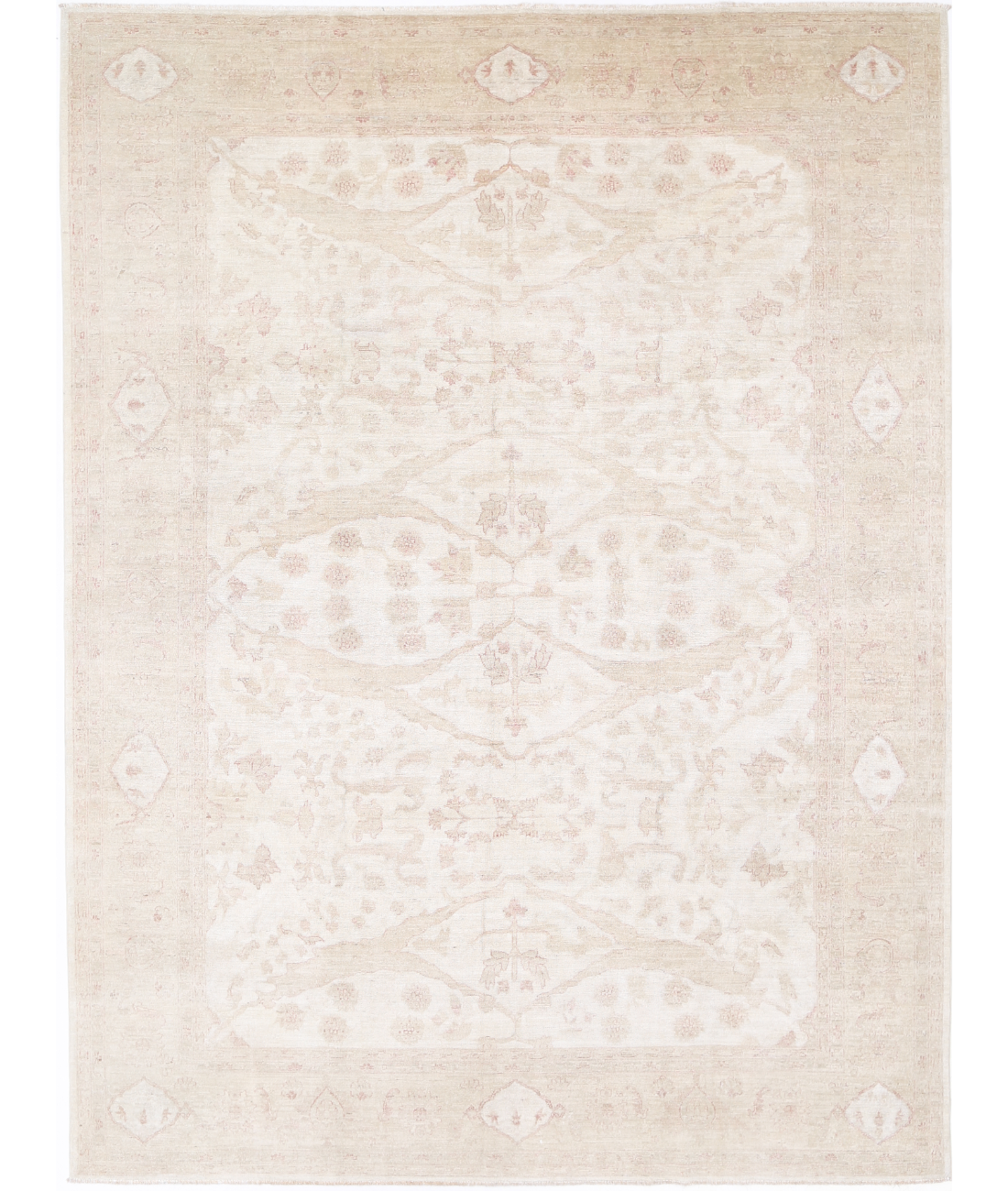Hand Knotted Serenity Wool Rug 9' 1" X 11' 11" 9' 1" X 11' 11" (277 X 363) / Beige / Pink