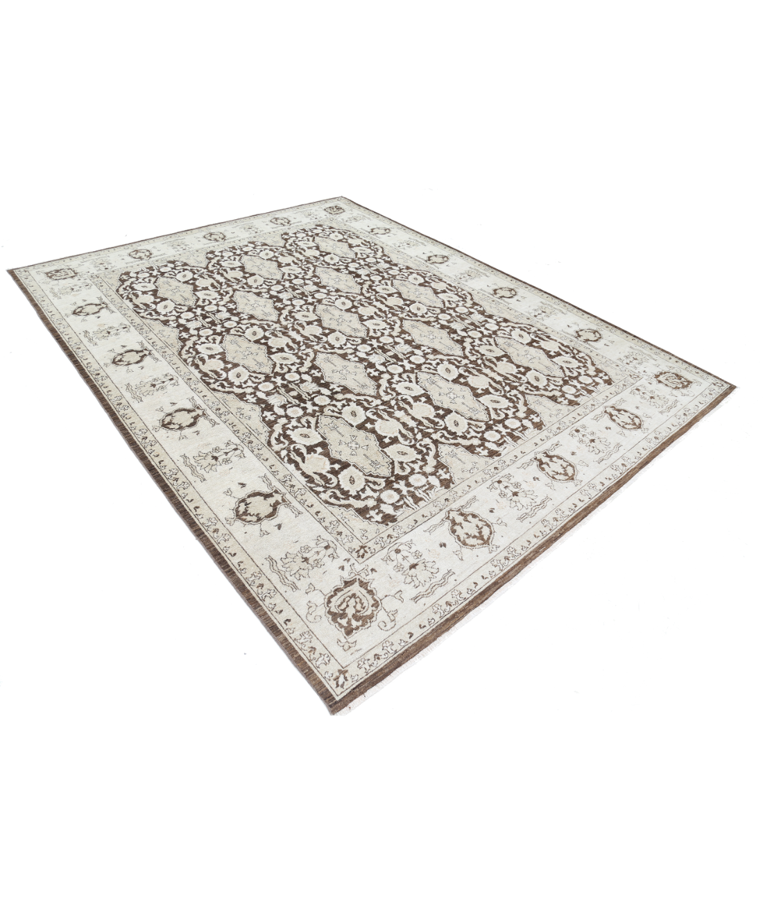 Hand Knotted Serenity Wool Rug 7' 10" X 9' 11" 7' 10" X 9' 11" (239 X 302) / Brown / Ivory