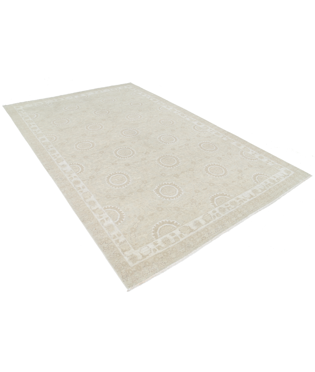 Hand Knotted Serenity Wool Rug 6' 6" X 9' 11" 6' 6" X 9' 11" (198 X 302) / Brown / Ivory