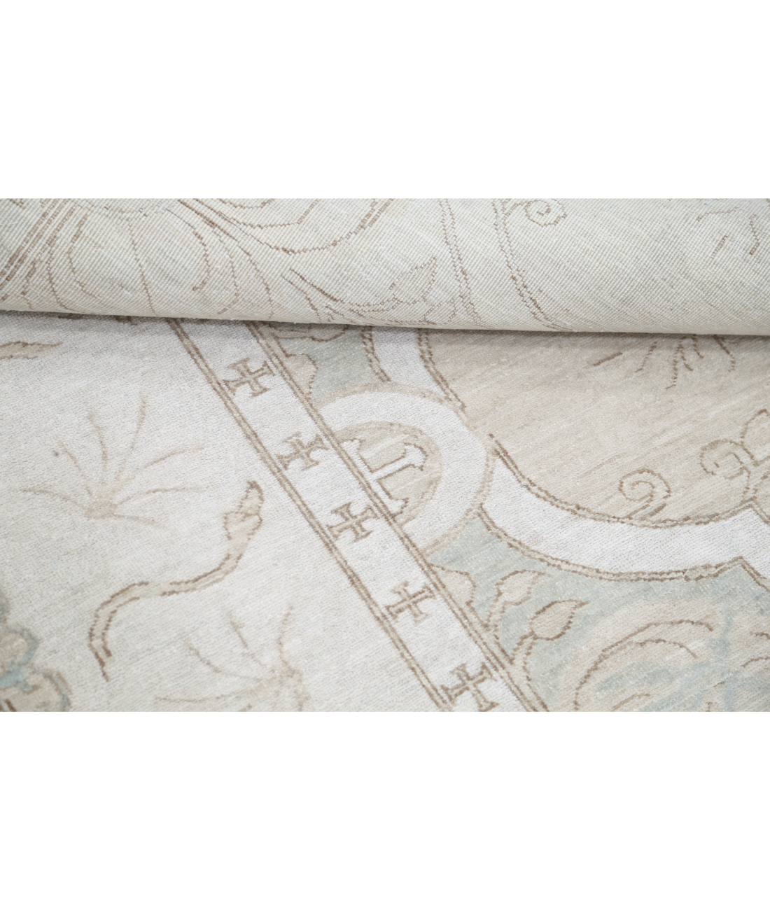 Hand Knotted Serenity Wool Rug 5' 2" X 9' 10" 5' 2" X 9' 10" (158 X 300) / Taupe / Ivory